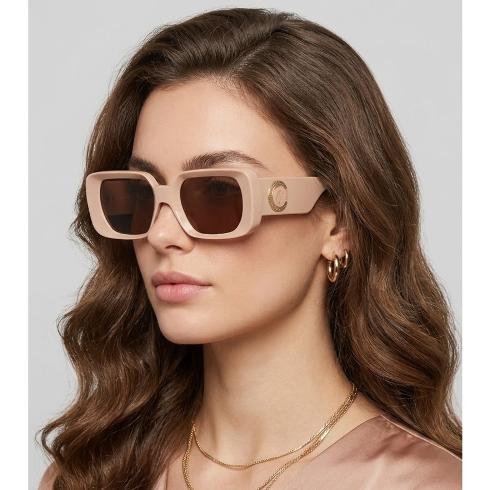 NWT Versace VE4473U Beige Oversized 54mm Sunglasses